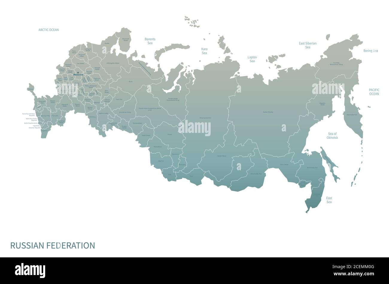 Mappa Russia. Dettaglio Mappa vettore con National Capital Plots Illustrazione Vettoriale