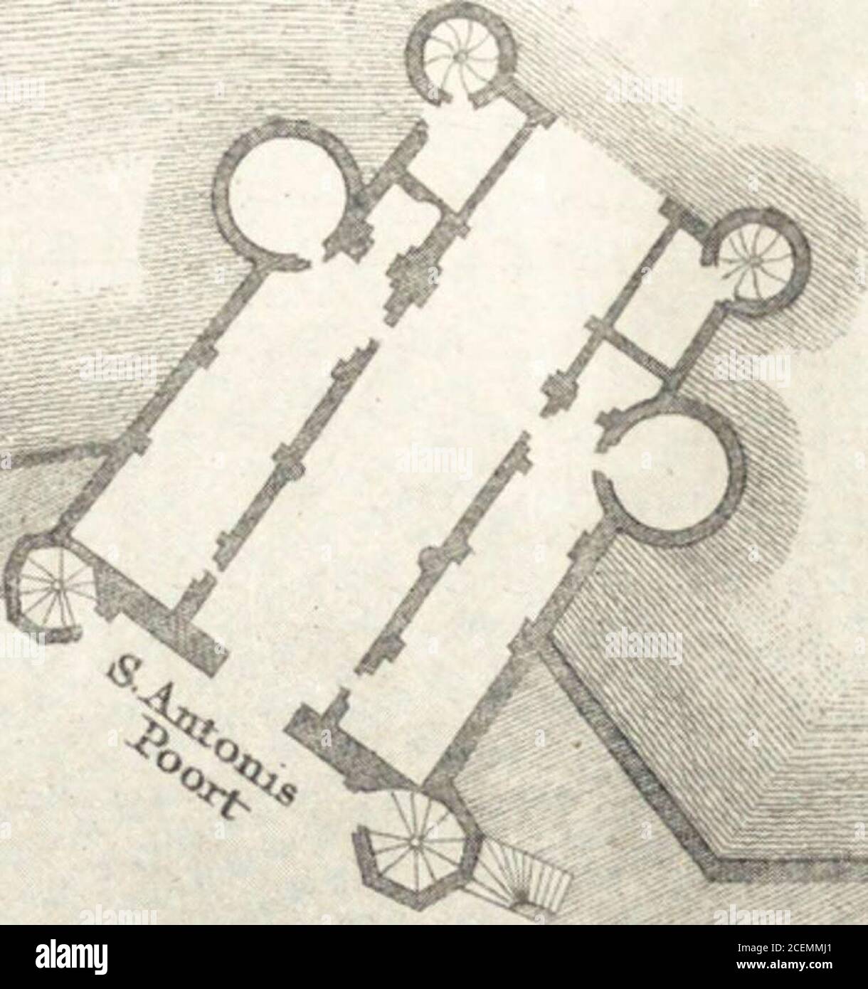 . Oud-Nederlandsche steden in haar ontstaan, groei en ontwekkeling. tuin toch, „t Ghemeene kruythof Claustrum, groot ± 1872 bij 20 M. met zeszijdigen put in het midden,liep een overwelfde 2.75 M. breede gang, t Pant genaamd, door in uitziden tuziedsters. De oostelijkePantvleugel heeft een uitgebouwde Lavabo, een klein waschhuis, op hetplan ten onrechte „Outaer genoemd. Die kloostergang era in den regel, doch vooral bij slecht weer, dewandelplaats der broeders, en gaf toegang tot de voornaamste klooster-gedeelten, de Kerck, het Capittelhuis, de Reevent Foto Stock