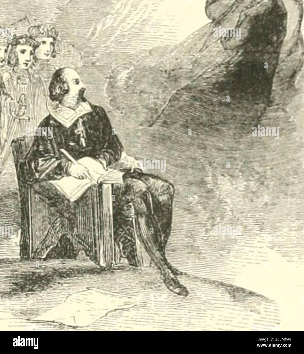 . William Shakesper : una biografia. È stato detto che ha lasciato 2 or300/. All'anno là e quindi intorno ad una sorella. Ho sentito Sir William Davenant e Thomas Shadwell (che è considerato il miglior comico che abbiamo ora) dire che ha avuto un'ingenuosa brama prodi, e ha ammirato le sue parti naturali oltre tutti gli altri scrittori drammatici. Non gli fu mai detto che non aveva mai messo fuori una linea nella sua vita; disse ben Jonson, vorrei che avesse buttato fuori l'athousand. Le sue commedie rimarranno ingenuide finché la lingua inglese sarà compresa, per quel hehid]es 7)io)-es kominum; ora i nostri scrittori attuali riflettono così tanto Foto Stock