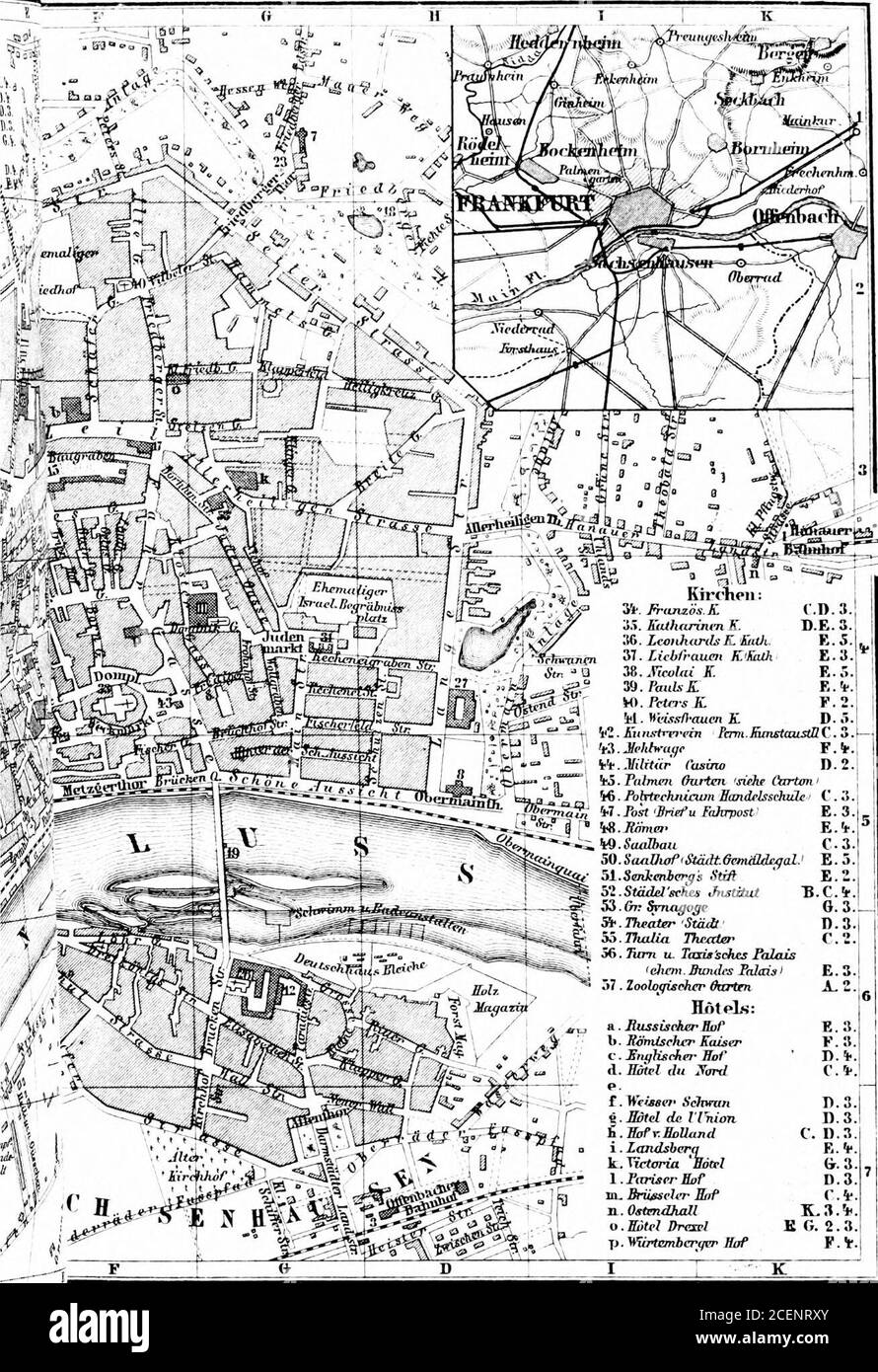 . Il Reno e la Germania settentrionale: manuale per i viaggiatori. Kirrki SS1. Rreuizos.K, 35. JuOinW/ira i 36. Lcotikttrtls K. Stall. 37. Liebfrauon KKalh.Niadai K. 39. Fouls £ml, mm X ill. Mi|.w/IRTUC/l il + 4rn Fcmi-IamstaastlC 3.-/ lri.31ehbrage F.4v ] bfe.Jfiftftzr Oia-to* D.2. h5. Vnlmpti Ourtea siehe cartone &gt;46. Pufrtecfuucam Htmdflssehule C. 3. |M. Jiirt &lt;Aituildiyal. E.3.51.SenimiCT^3 Afctfhi .Stadelseies Jnstihxt B.C.* 53 GT; Svnuyvye 6. 3 5S..77i»&lt;rter.Stads 11.3 55. Teatro Thalia C.I 56. Ruotare u. Taxuschcs Ialais Sclvrun e.Hotel do Unioni.Hofr.HoUaad i. Landsbergk. Ttctorza Hotel Foto Stock