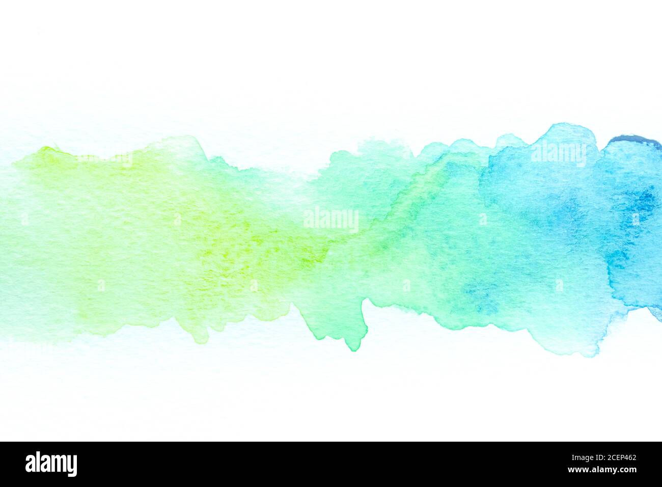 Gradiente di sfondo astratto verde e blu acquerello su bianco grana carta Foto Stock