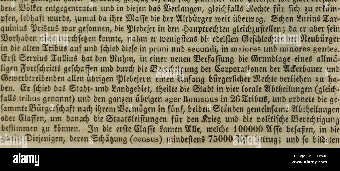 . Allgemeine deutsche Real-Encyclopädie für die gebildeten Stände : Conversations-Lexikon in funfzehn Bänden. , ixhUn bod^burc^ bat 3Recf)t er 23ern?erfung ber Ssorlagen, am meifien aber burd^ bie ^önig^n?al)l einen(äinf[uf. Denn bie fönigl. ©enjatt fiel an ben &lt;Btaat jurüd, ber fie in ber S^i^ifc^enäeit burc^3nterregci aueübte; ber ©enat vollzog bie 23orma^l be^ neuen Äönig^, ein ßolf6befcl)lufbefidtigtc i^n. Bivifcl)en biefen ^atriciern unb ben@!laven ix)ar noc^ ein23eftanbtt)eil berSSevöt»ferung mitten inne, bie (Elienten ober porigen, freie 5(nfiebler o^nc Bürgerrecht, bie fid) an ein Foto Stock