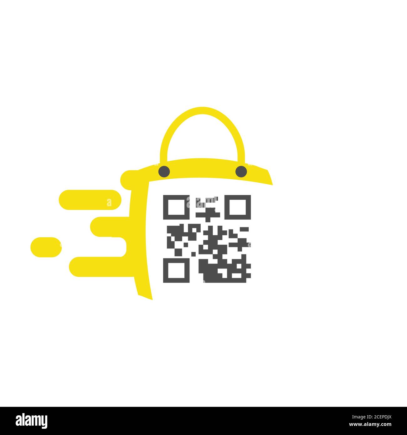 Simbolo dell'icona della borsa per la tua migliore azienda con codice a barre. Icona della borsa Fast Shopping in stile trendy. Illustrazione vettoriale EPS.8 EPS.10 Illustrazione Vettoriale