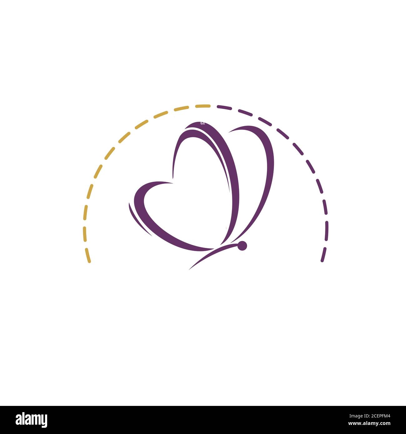 Simbolo icona farfalla dal design semplice con colore viola. Farfalla dal design piatto su sfondo bianco. Illustrazione vettoriale EPS.8 EPS.10 Illustrazione Vettoriale