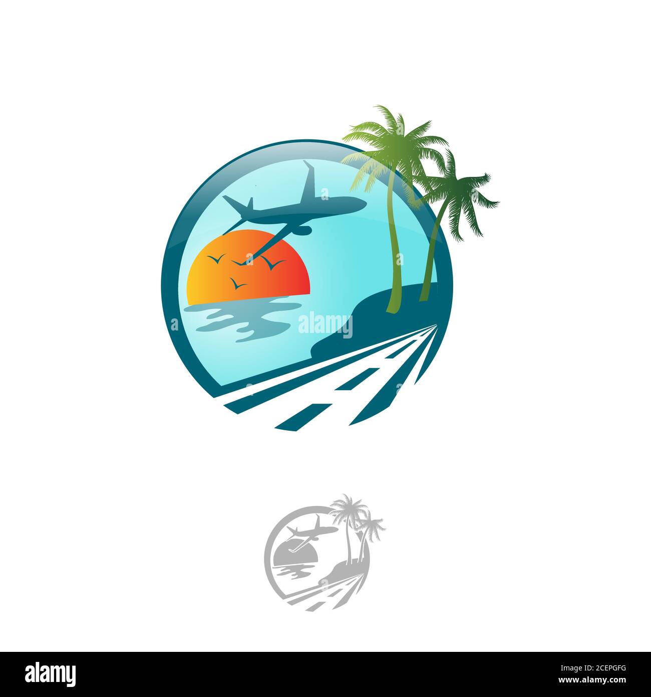 Vector Island alla moda e moderna per il simbolo del viaggio con colore blu. Simbolo dell'isola isolato su sfondo bianco illustrazione vettoriale EPS.8 EPS.10 Illustrazione Vettoriale