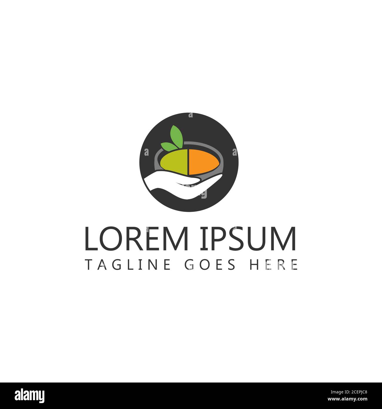 Tenere a mano la zuppa di erbe in una ciotola con foglia verde su sfondo bianco. Elemento grafico vettoriale in stile piatto. Illustrazione vettoriale EPS.8 EPS.10 Illustrazione Vettoriale