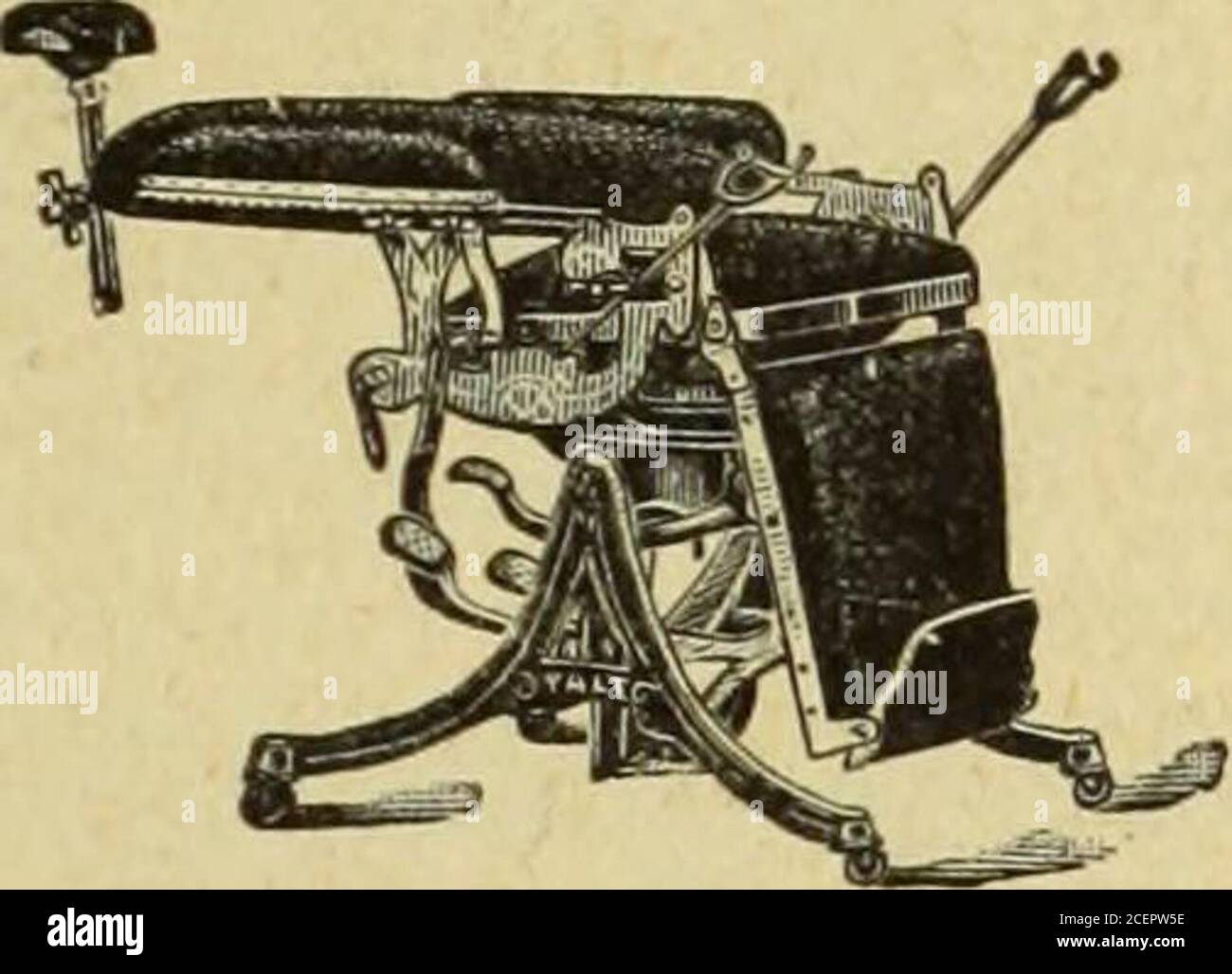 . Medicina moderna e analisi batteriologica. 3.4. 5 °. 8. Fig. Y: Rivestimento sigillante. 9. I poggiapiedi e le gambe sono ripiegati all'esterno del percorso dell'operatore - Fig. XI, XV E XVII 10. Poggiatesta universale a regolazione, con una gamma di«cm sopra di se 12 t fino a 10 cm sopra la sedia, pelo-nishing un supporto perfetto in posizione dorsale o Sims. - figg. XIII e XV 11. Possibilità di modifiche illimitate delle posizioni. 12. Stabilità e rigidità durante il sollevamento «nla rotazione. 13. Solo posizione dorsale riuscita senza spostare il paziente. 14. Ampia piattaforma girevole su cui ruotare th Foto Stock