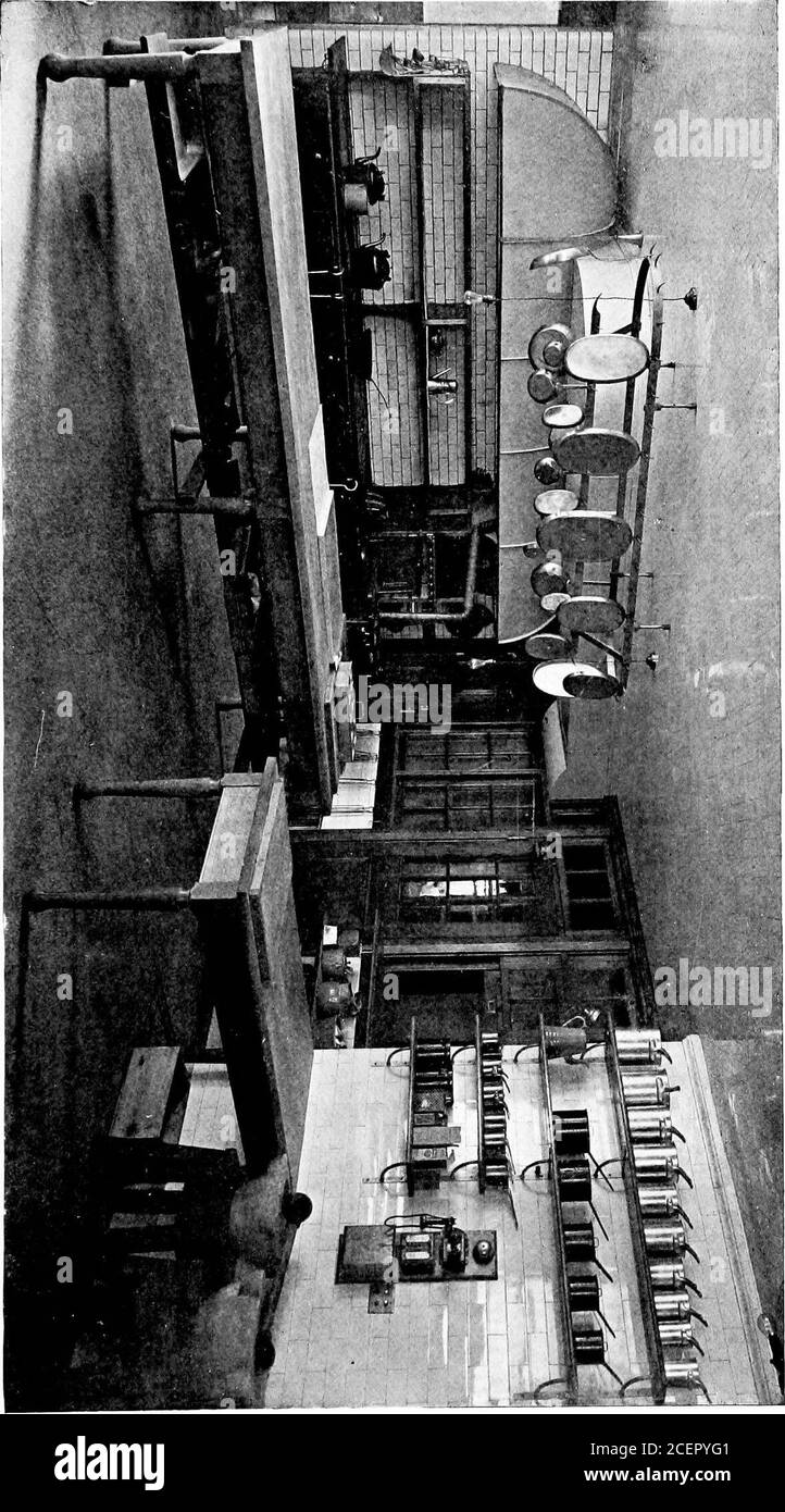 . Case per città o paese. Venimentdisposizione. Il lavello in porcellana, il gocciolatoio e i tubi nickled fanno un bell'effetto. È consigliabile mantenere il più possibile le tubazioni di alimentazione e di scaricoesposte. Può essere fatto tutt'altro che brutto e qualsiasi riparazione può essere effettuata senza taglio di pareti e pavimenti. Il tavolo può essere disposto con comodi trafiliper posate da cucina e altri piccoli appezzamenti necessari; anche un cassetto profondo rivestito in metallo per la raccolta temporanea dei rifiuti, da svuotare nella barattiera o barattiera regolare ogni giorno. Uno scaffale inferiore sarà trovato a portata di mano. La cima può essere di legno o di marblee hanno un Foto Stock