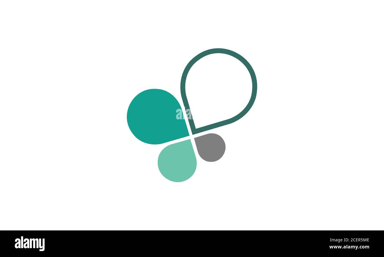 Vettore astratto verde e grigio con chat o bolla del parlato o palloncini a forma di farfalla piatta e isolato su sfondo bianco. Illustrazione Vettoriale