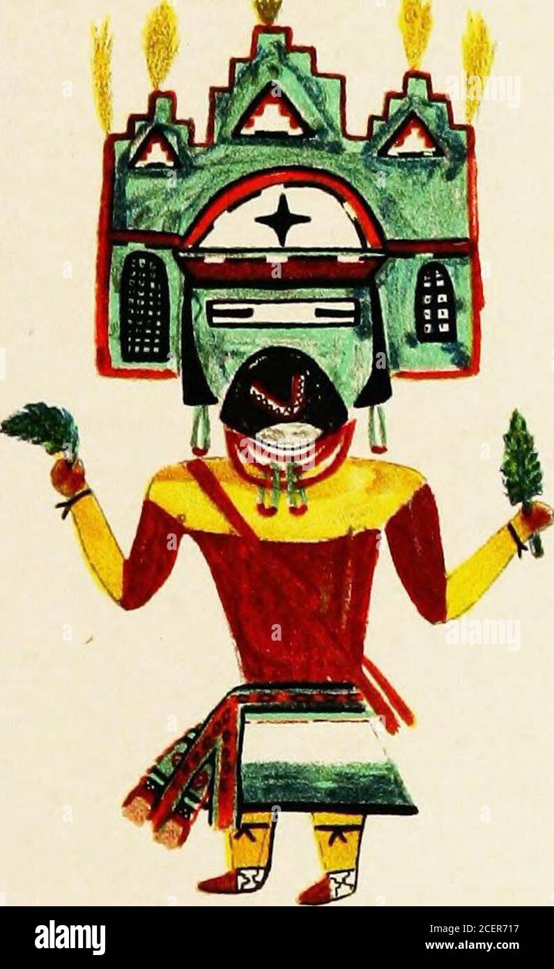 . Hopi Katcinas disegnato da artisti nativi. TIWENU PANWU Foto Stock