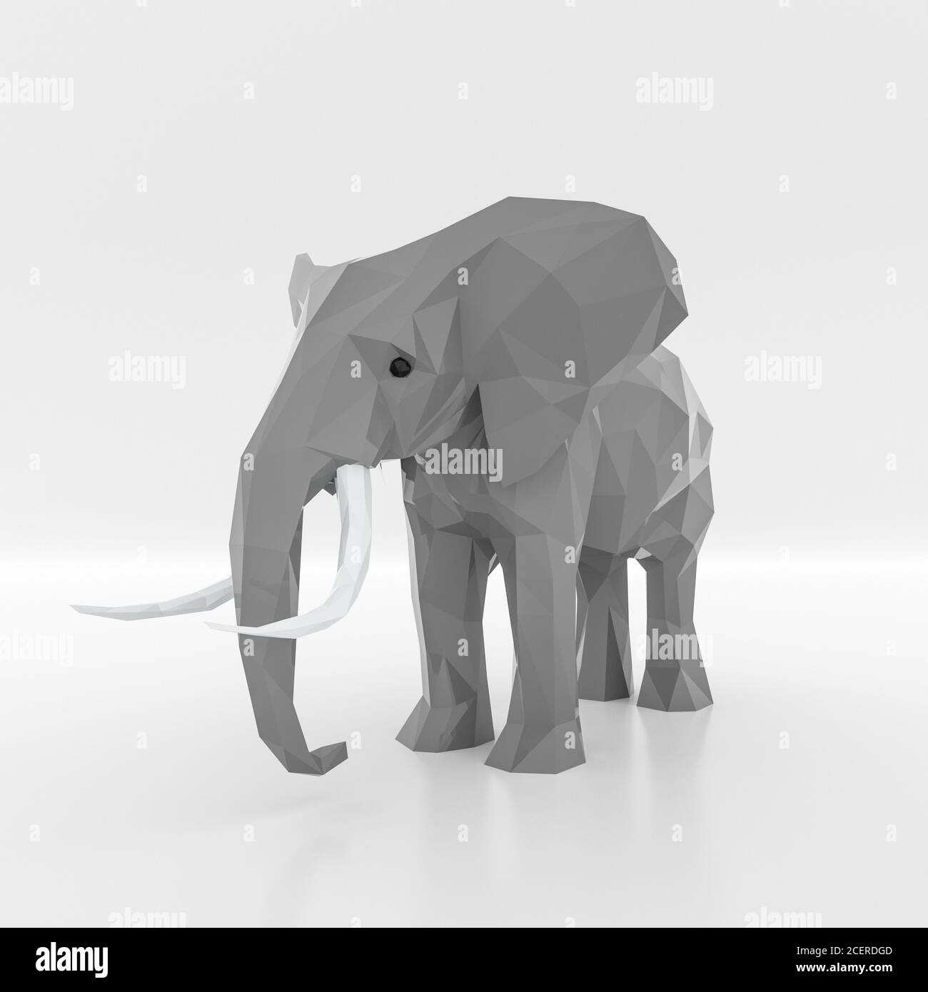 elephant basso poly isolato su sfondo bianco illustrazione 3d Foto Stock