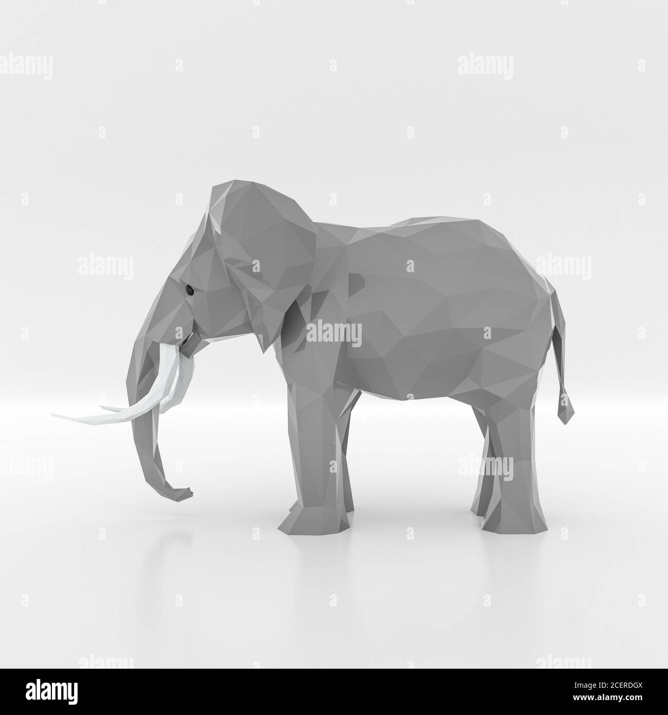 elephant basso poly isolato su sfondo bianco illustrazione 3d Foto Stock