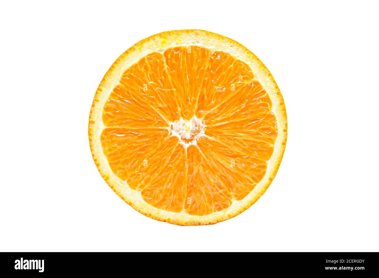 Fetta di arancia isolati su sfondo bianco Foto Stock