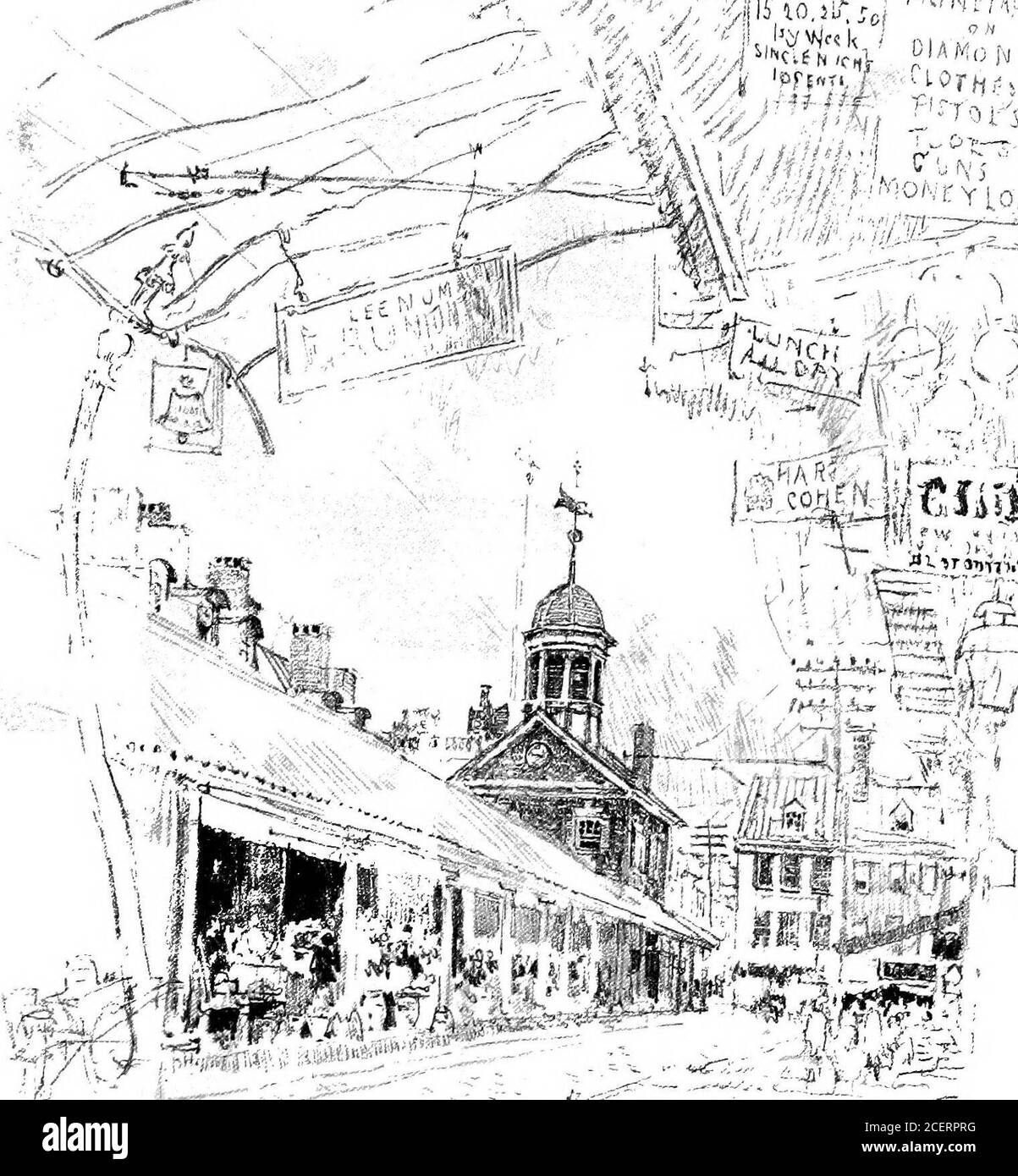 . La nostra Filadelfia. Onscious che ero circondato dalle case di colonialdate; ero cieco al significato e alla dignità delle grandi cose girati alla strada, e stately diciottesimo CEN-tury porte, e dormitori finestre, e vecchia ferro, e un mosaico di mattoni rossi e neri; Ero indifferente all'interesse che queste cose avrebbero potuto dare ad ogni passo preso in un momento in cui, troppo spesso, ogni passo sembrava per-lornamente sterile di interesse o la sua possibilità. Nella biblioteca di OldPhiladelphia sulla Fifth Street ho penetrato Onceor due volte, e una o due sedetti nella sua tranquilla alcovesdipping appartato in senape Foto Stock