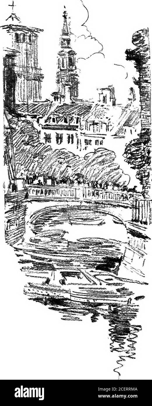 . Dal tronco della Velsa. Dahead, tra i deboli campi gialli e verdi, è un bianco, insieme a macchie rosse varie e bluespettole. Il nome sulla mappa! E poi il 155 DAL LOG DEL paradiso VELSA è descritto, e un anello di alberi con stracci flutter-ing. E poi il faro e il tetto si staccano, e appare la vera bocca del paradiso. Il crepuscolo cade; il motore è mod-erato; la mano-ponte si alza con un palo. Veryslowly noi scivoliamo dentro, e i multitudinous brighttints dei pescatori-smack sono evenin severo starthngly gay il crepuscolo. Lo skipper glance rapidamente aboutim, an Foto Stock