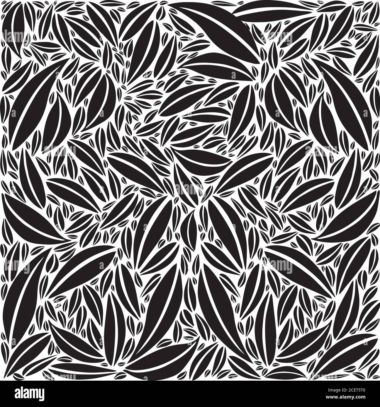 Fogliame modello - foglie piccole e grandi - nere e. Colori bianchi Illustrazione Vettoriale