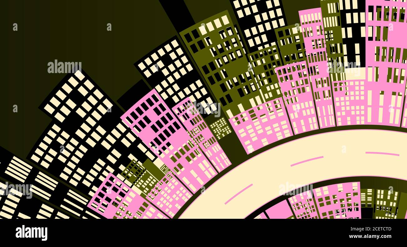 illustrazione grafica del paesaggio urbano Foto Stock