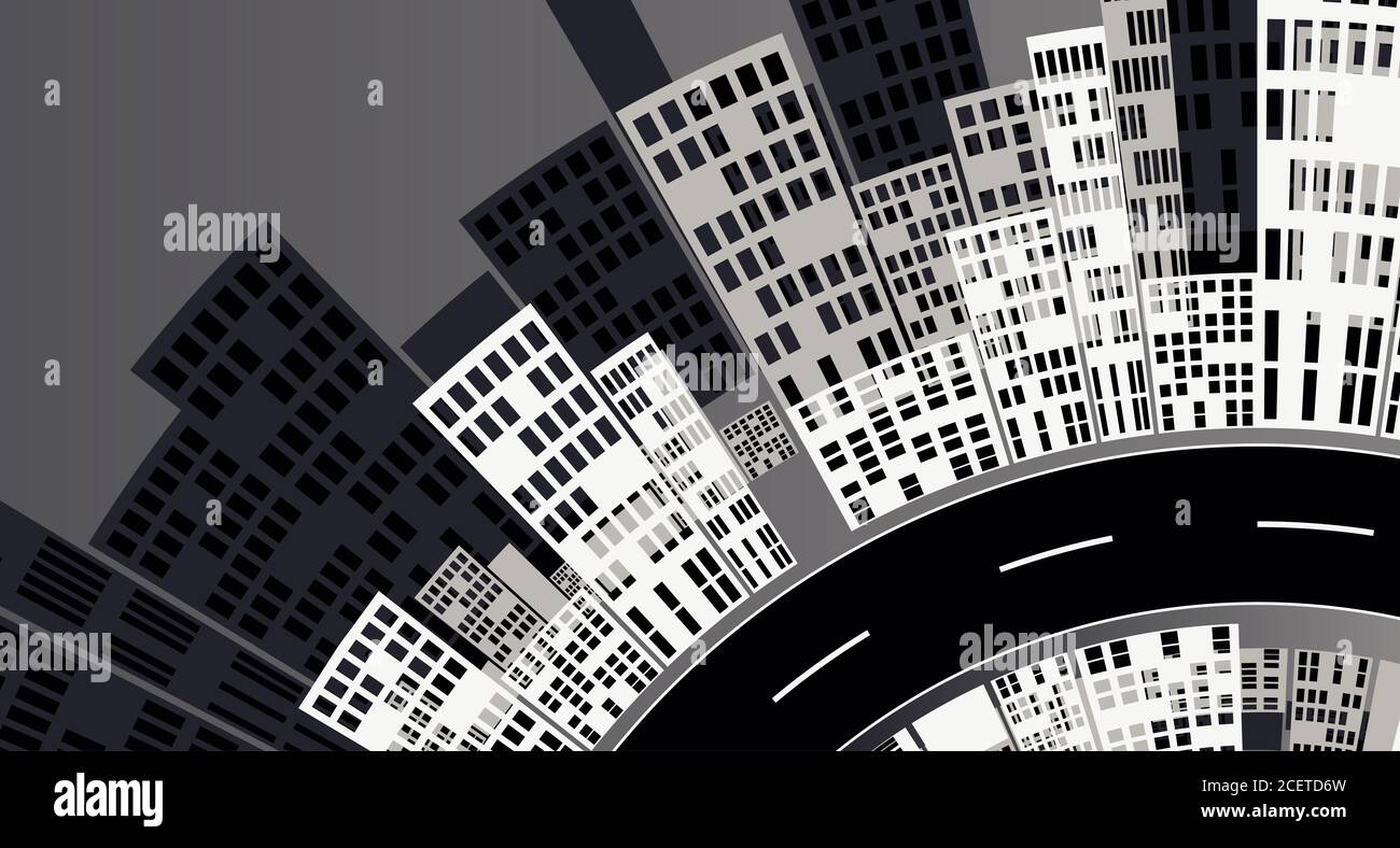 illustrazione grafica del paesaggio urbano Foto Stock
