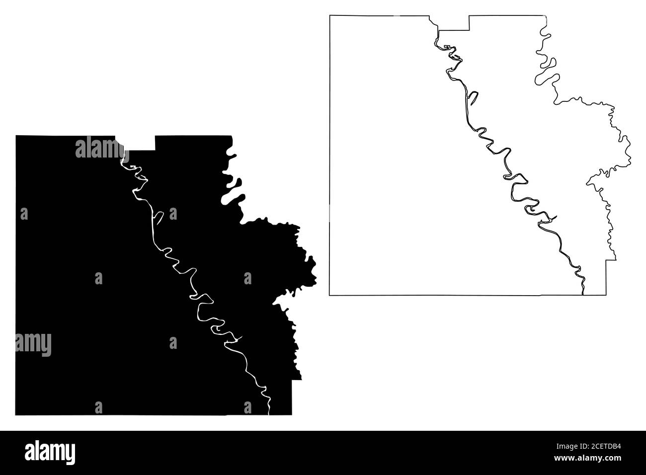 Caldwell County, Louisiana (contea degli Stati Uniti, Stati Uniti d'America, Stati Uniti, Stati Uniti, Stati Uniti) mappa vettoriale, schizzo scrimolo mappa di Caldwell Parish Illustrazione Vettoriale