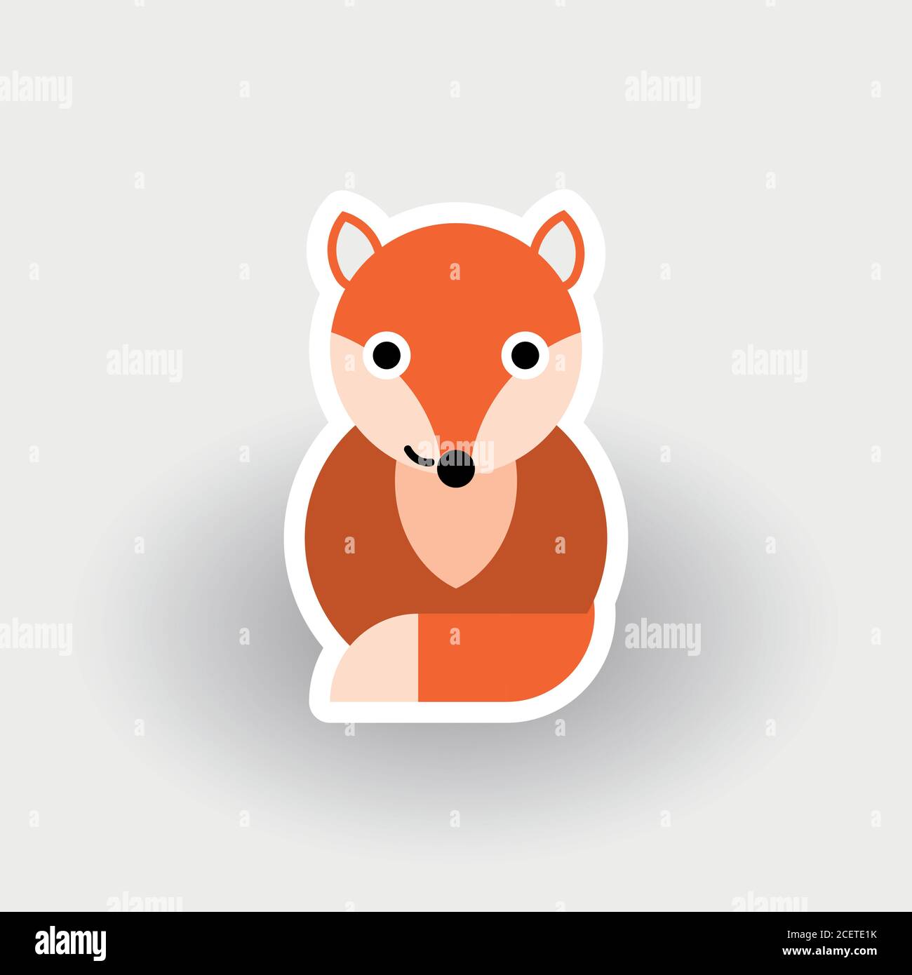 Happy Fox - simpatico animal cartone animato. Personaggio dei bambini. Semplice illustrazione vettoriale con ombreggiatura. Illustrazione Vettoriale