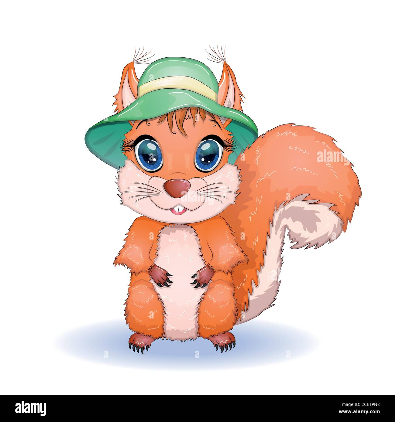 Simpatico scoiattolo cartoon con occhi bellissimi in un cappello, concetto  estate viene, mare, vacanza Immagine e Vettoriale - Alamy