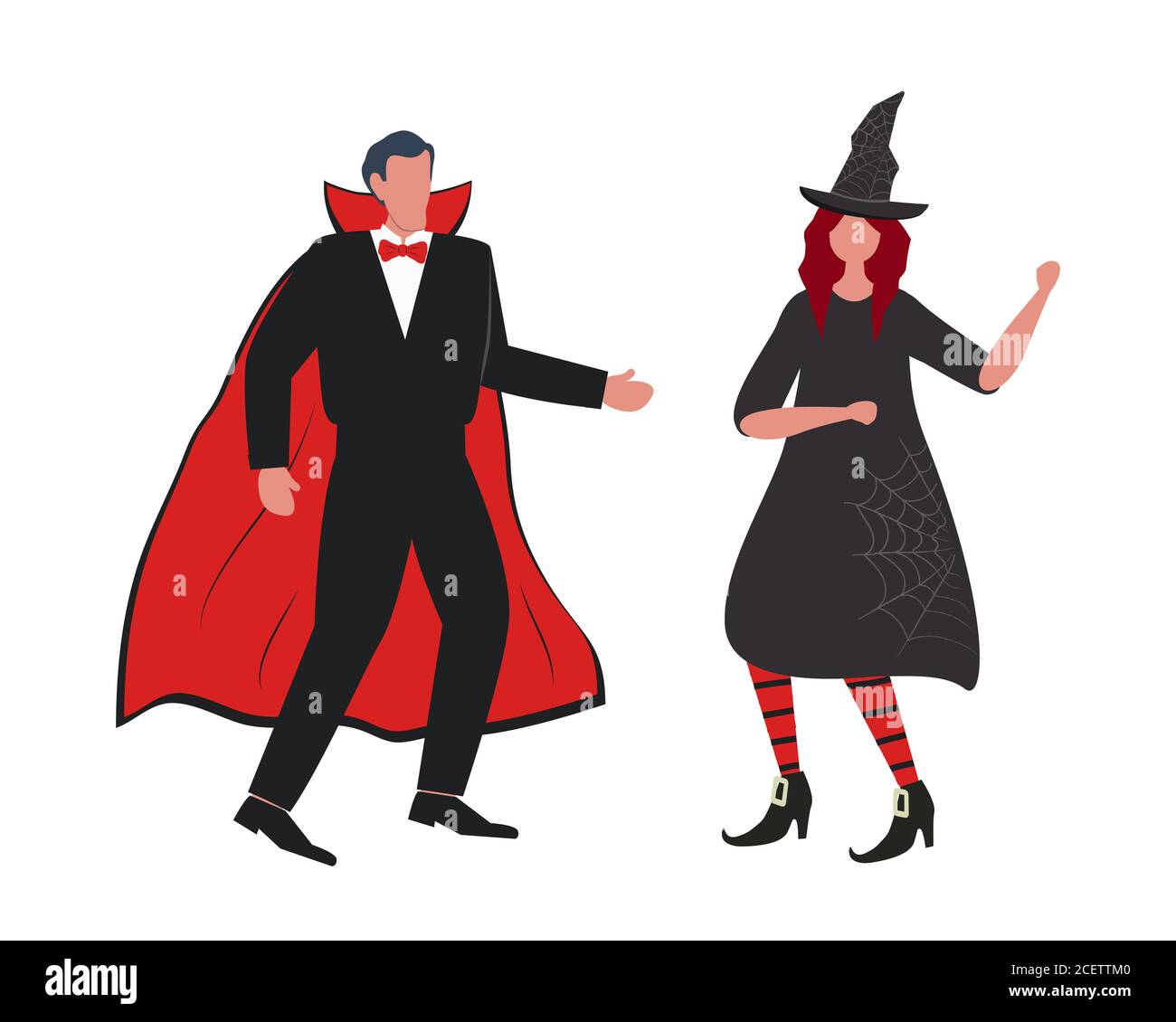 Festa di Halloween. La gente nei costumi di Halloween sta ballando ed avendo divertimento. Ci sono strega e vampiro nell'immagine. Illustrazione vettoriale Illustrazione Vettoriale