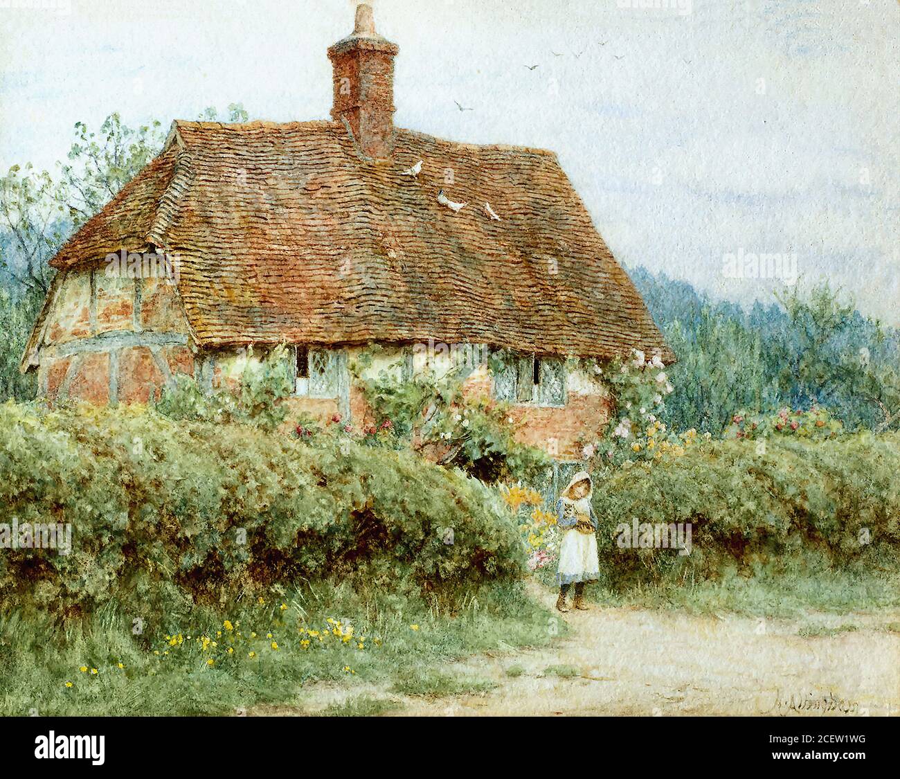 Allingham Helen - a Surrey Cottage 2 - British School - 19 ° secolo Foto Stock