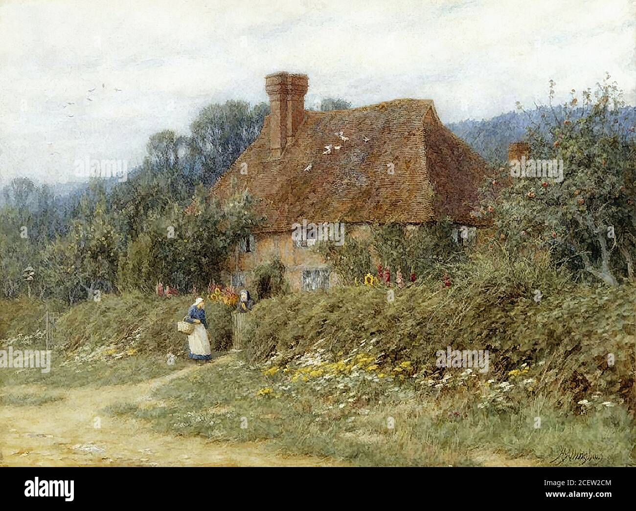 Allingham Helen - un cottage vecchio Surrey - Scuola Britannica - 19 ° secolo Foto Stock