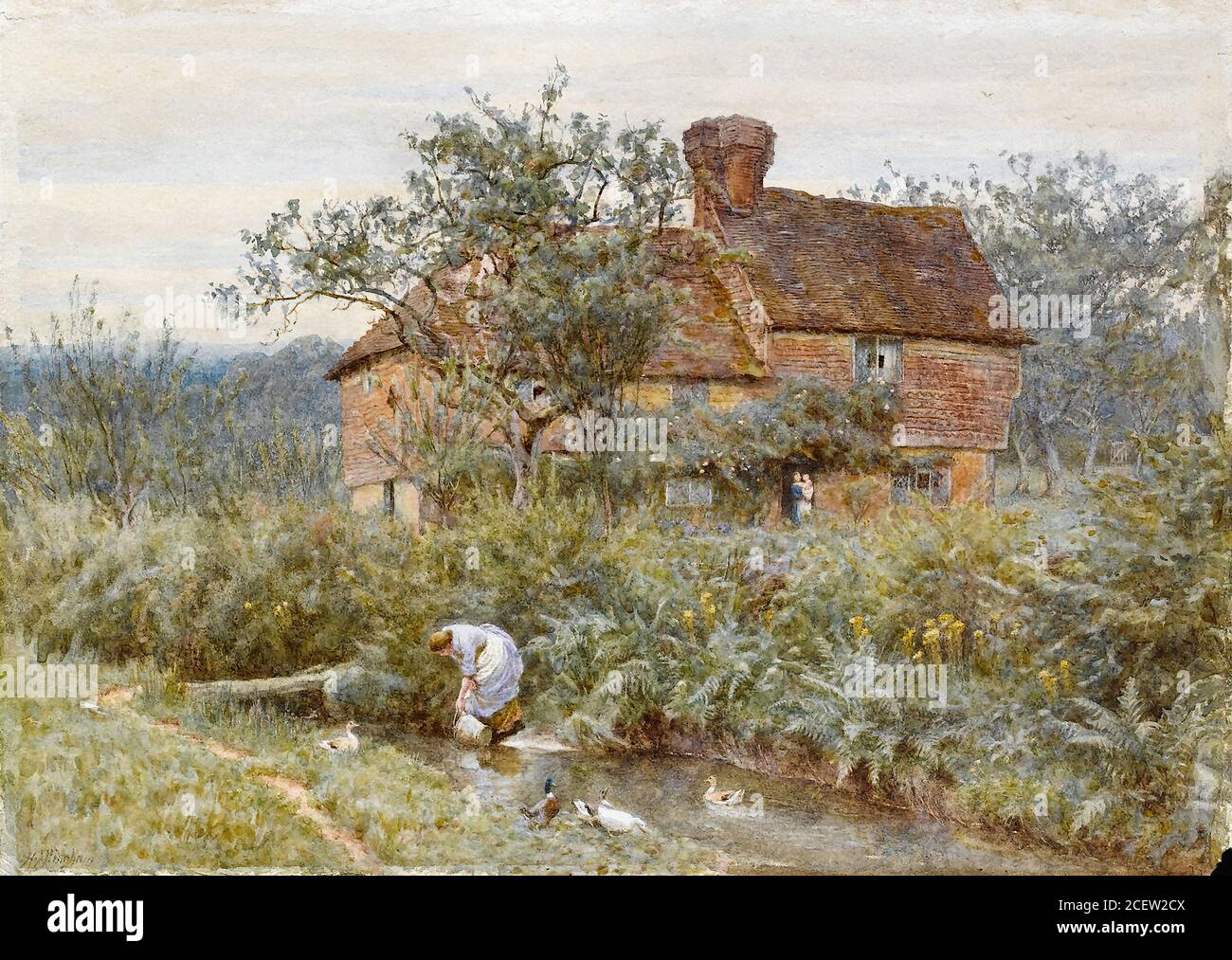 Allingham Helen - un vecchio cottage Surrey 2 - inglese Scuola - 19 ° secolo Foto Stock