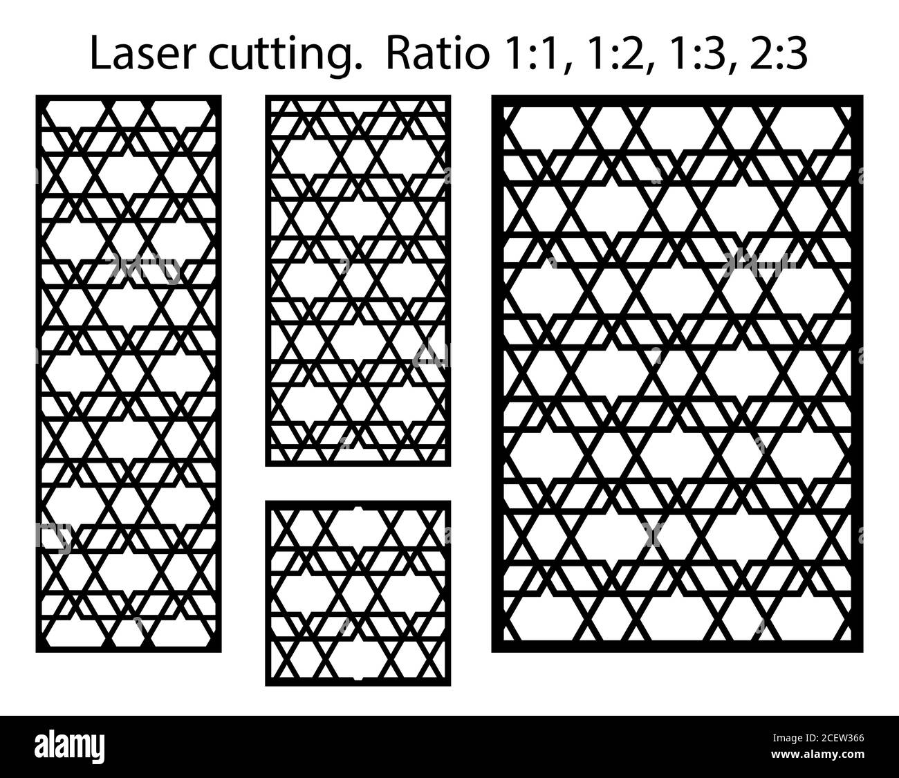 Schermata ombreggiatura, modello di recinzione privacy. Pannello vettoriale taglio laser, schermo, recinzione, divisore. Motivo decorativo CNC, design jali, elemento interno. Islamico Illustrazione Vettoriale