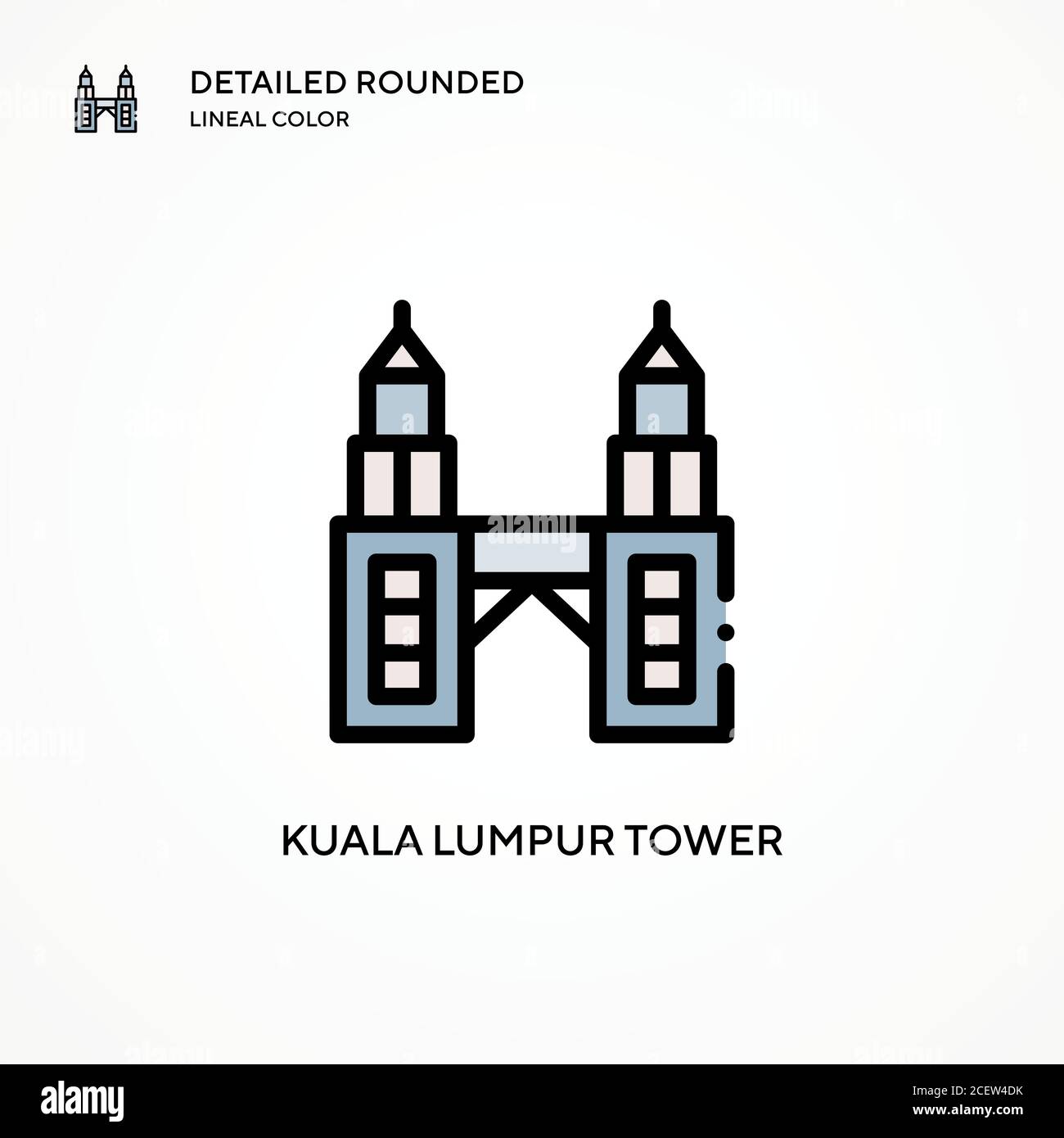 Icona vettore della torre di Kuala lumpur. Concetti moderni di illustrazione vettoriale. Facile da modificare e personalizzare. Illustrazione Vettoriale