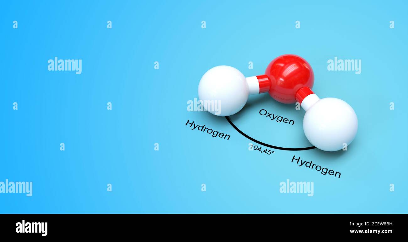 Molecola di rendering 3D su sfondo azzurro Foto Stock