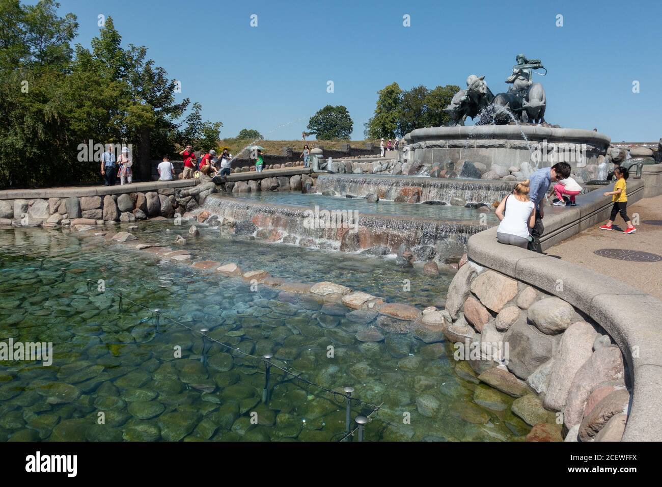 La Fontana e la scultura di Gefion a Copenhagen Foto Stock