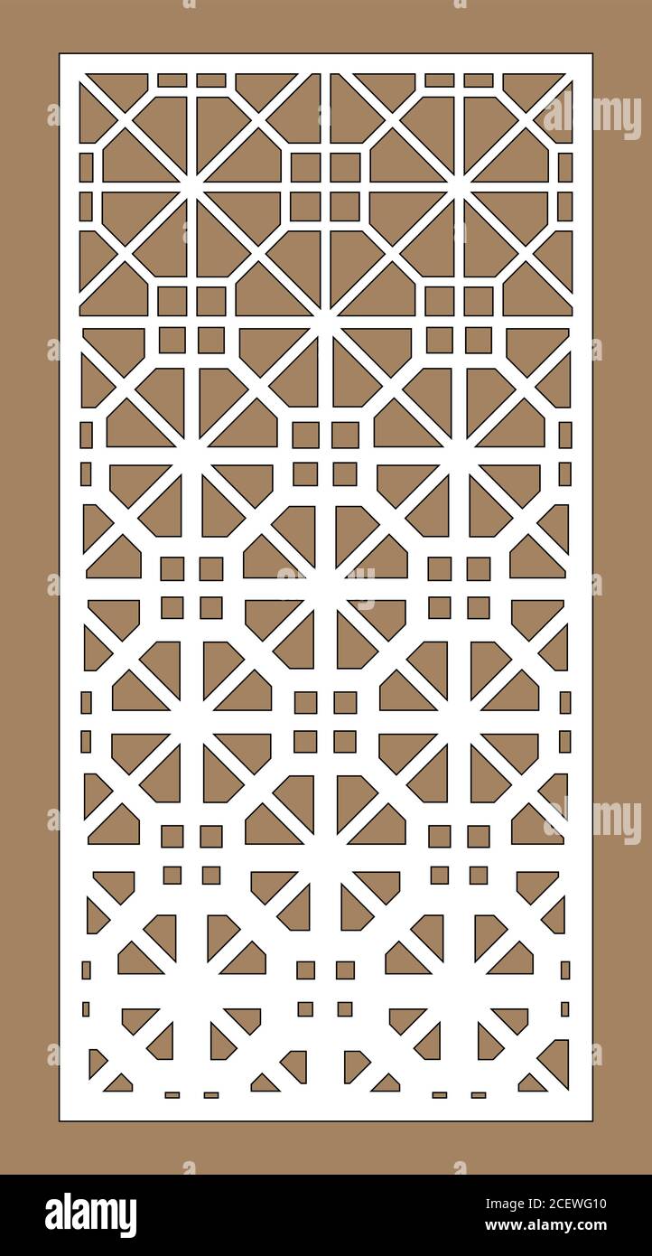 Schermata ombreggiatura, modello di recinzione privacy. Pannello vettoriale taglio laser, schermo, recinzione, divisore. Motivo decorativo CNC, design jali, elemento interno. Islamico Illustrazione Vettoriale