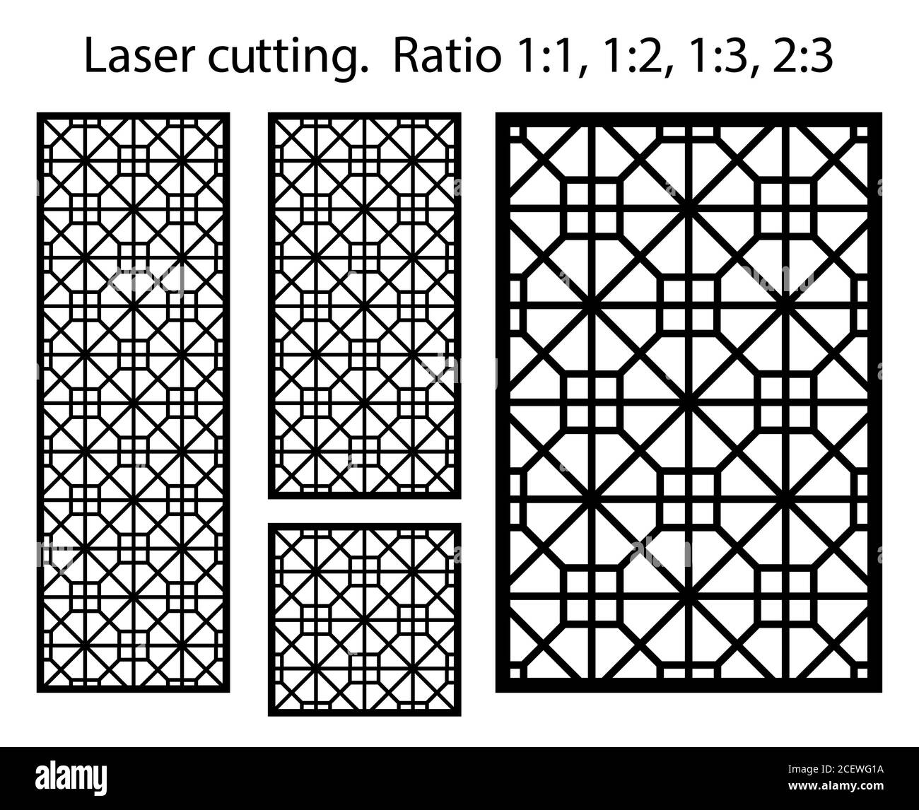 Schermata ombreggiatura, modello di recinzione privacy. Pannello vettoriale taglio laser, schermo, recinzione, divisore. Motivo decorativo CNC, design jali, elemento interno. Islamico Illustrazione Vettoriale