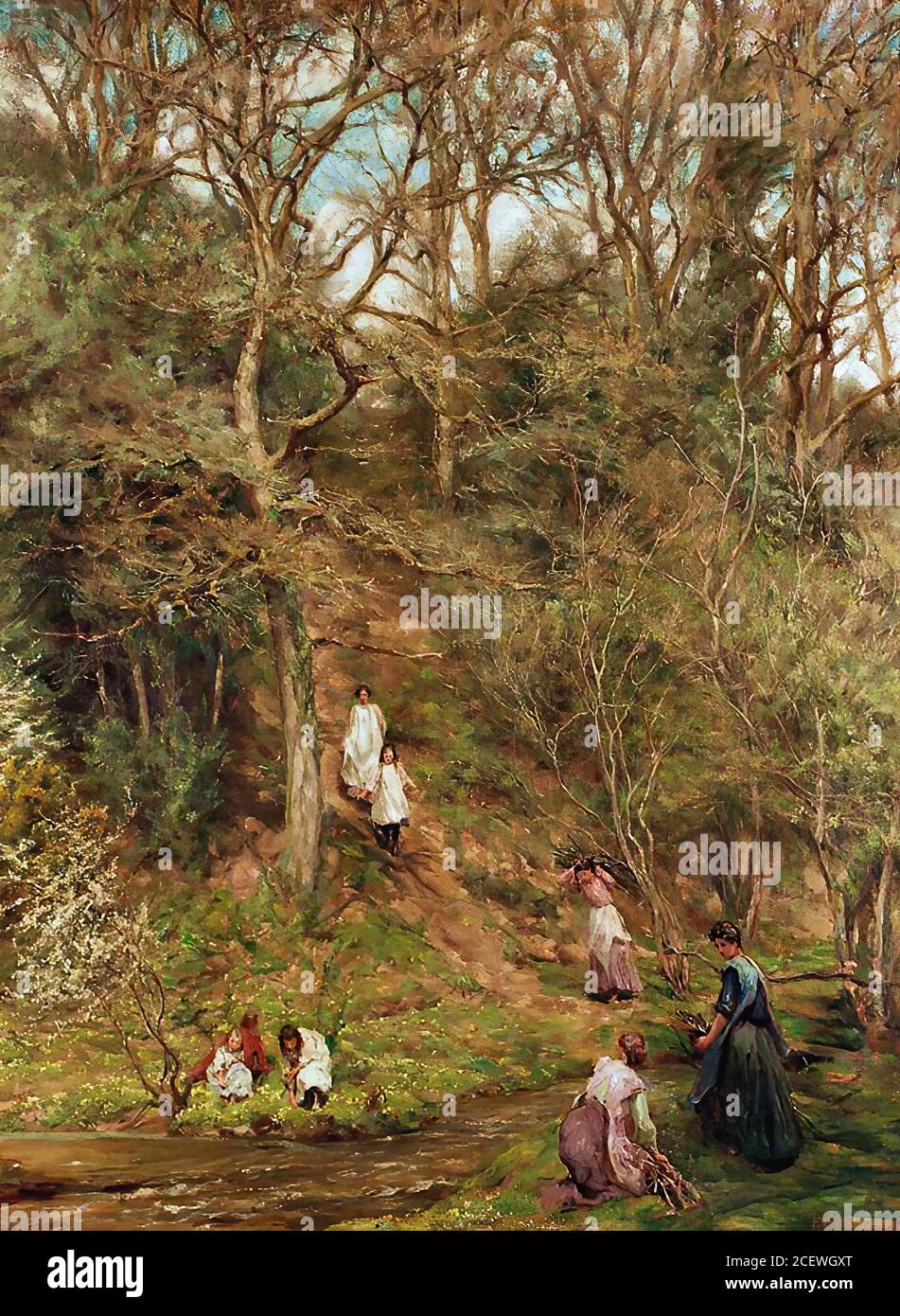 Barclay Edgar - una passeggiata nel bosco - britannico Scuola - 19 ° secolo Foto Stock