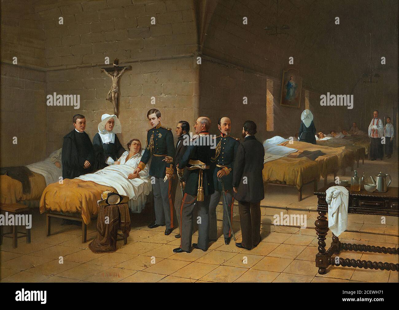 Barker Thomas Jones - Re Pedro V del Portogallo e. Brasile in visita ai feriti - British School - 19 ° secolo Foto Stock