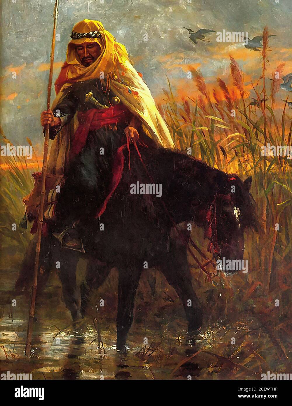 Beavis Richard - beduino che sente la sua strada attraverso un morass - British School - 19 ° secolo Foto Stock