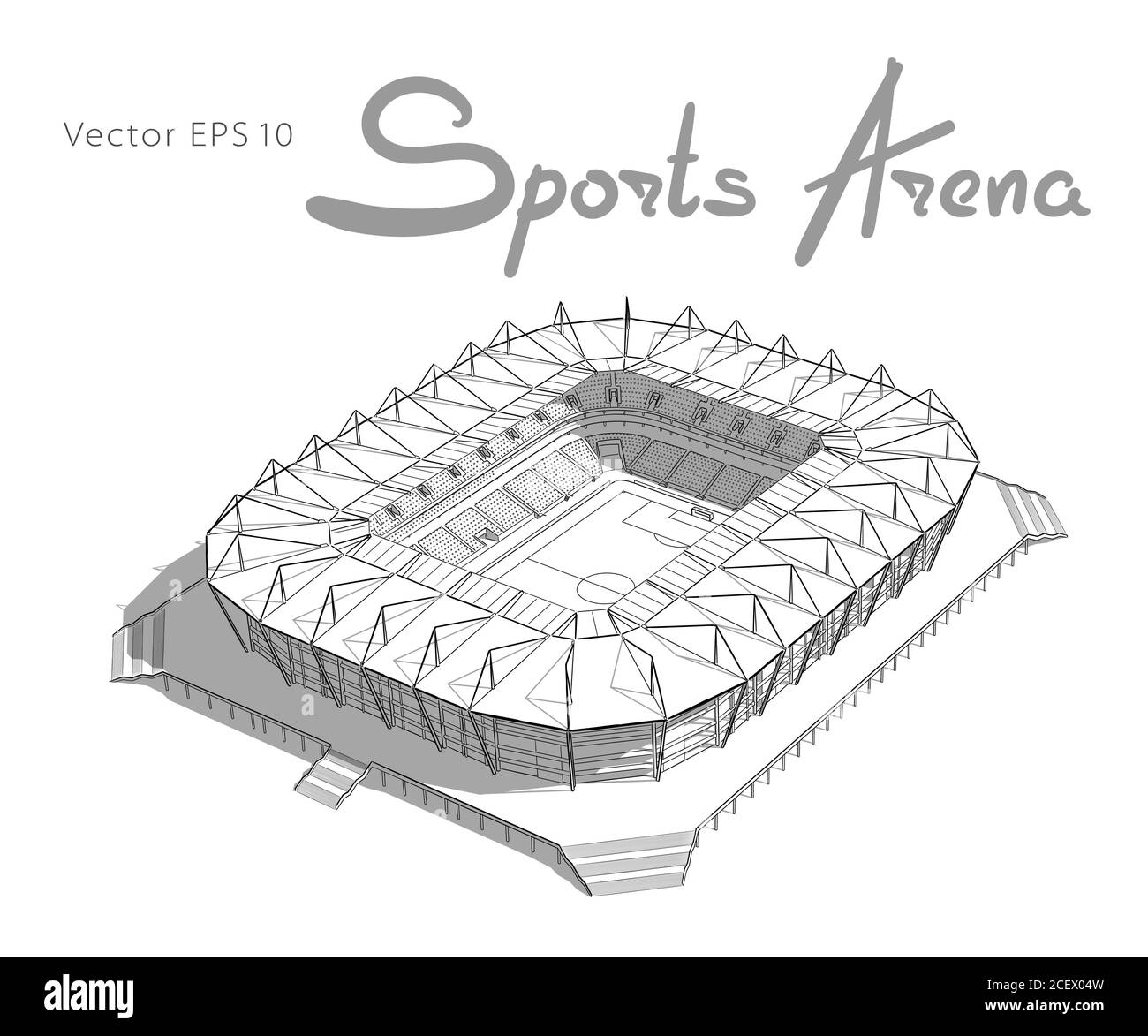 Disegno del nuovo stadio di Kaliningrad. Illustrazione Vettoriale