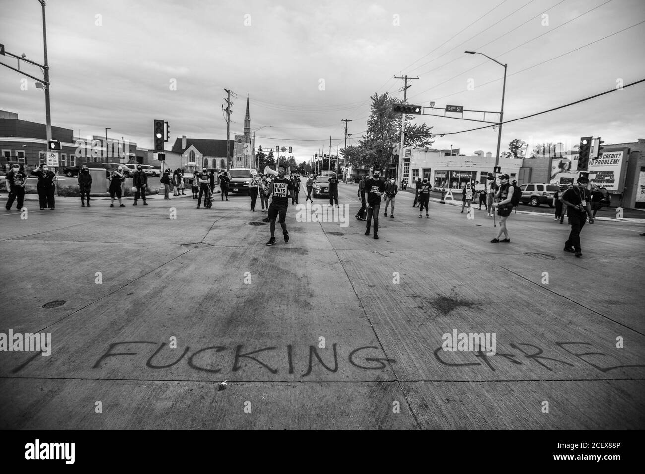 Kenosha, Stati Uniti. 01 settembre 2020. KENOSHA, WI- 1 SETTEMBRE: I manifestanti dimostrano il 1 settembre 2020 a Kenosha, Wisconsin, dopo la sparatoria di Jacob Blake. (Foto di Chris Tuite/ImageSPACE) Credit: Imagespace/Alamy Live News Foto Stock