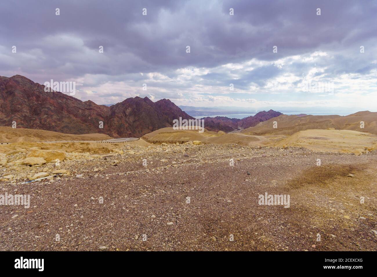 Paesaggio desertico nelle montagne Eilat, Israele meridionale Foto Stock