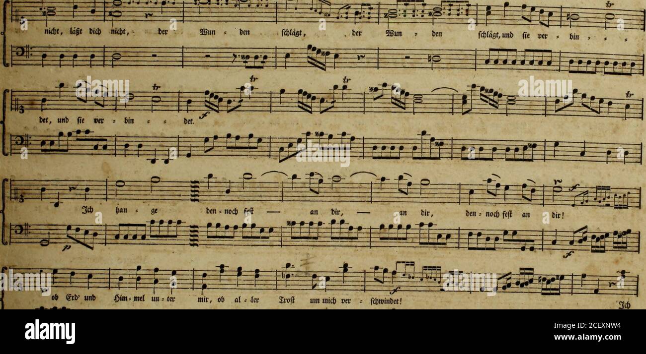 . Abraham auf Moria. ß- ß- ^• mm^SM^^:^^^m^^i ^^=^fc=F .jf «, «b SRB mtb €im = iJicf un« tcr mir, ob al = (ec Irof! ummicl» wr s fcfcwinbct! -**^: 5^- -« = (er, ragt biet)•-- L h P--*-*-^-^-p^^*--t-»«f-»-^------»F^-^j-t-J-^- i^^F*- r;5-. o6 erb{ tromb = t fmim mim. ^p^EFP .;^ ^flngftn- bei = nem- 9ln»8e fictlt, ^ mei ^ g ^(tng «n – bei = nem -- Sins ge feg ^=f mein @(aube. .-=-- SW^-i mein ©lobc, ^i^üg Aja» mv fflff bicb nicbt, fagfbi* iicbf, 1-^ ß-«•-  - Foto Stock