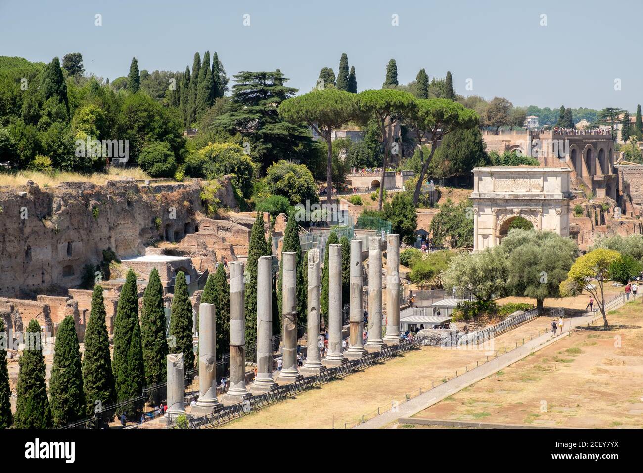 L'Arco di Tito e la Via Sacra sul Antico Foro Romano Foto Stock