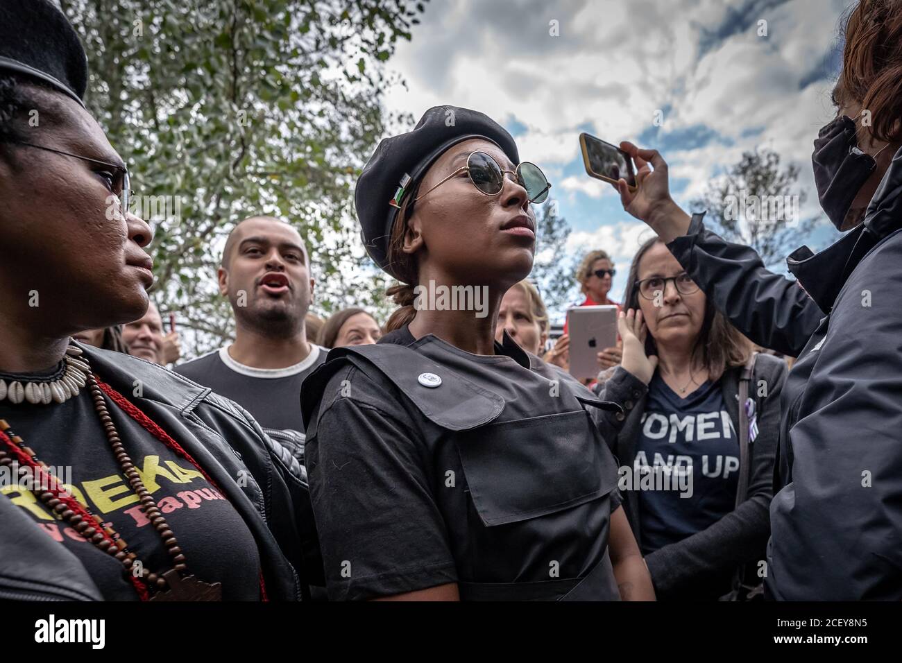 Prendendo il partito politico di iniziativa (TTIP), ispirato dal movimento Black Lives Matter, marches di protesta da Notting Hill a Londra, Regno Unito. Foto Stock