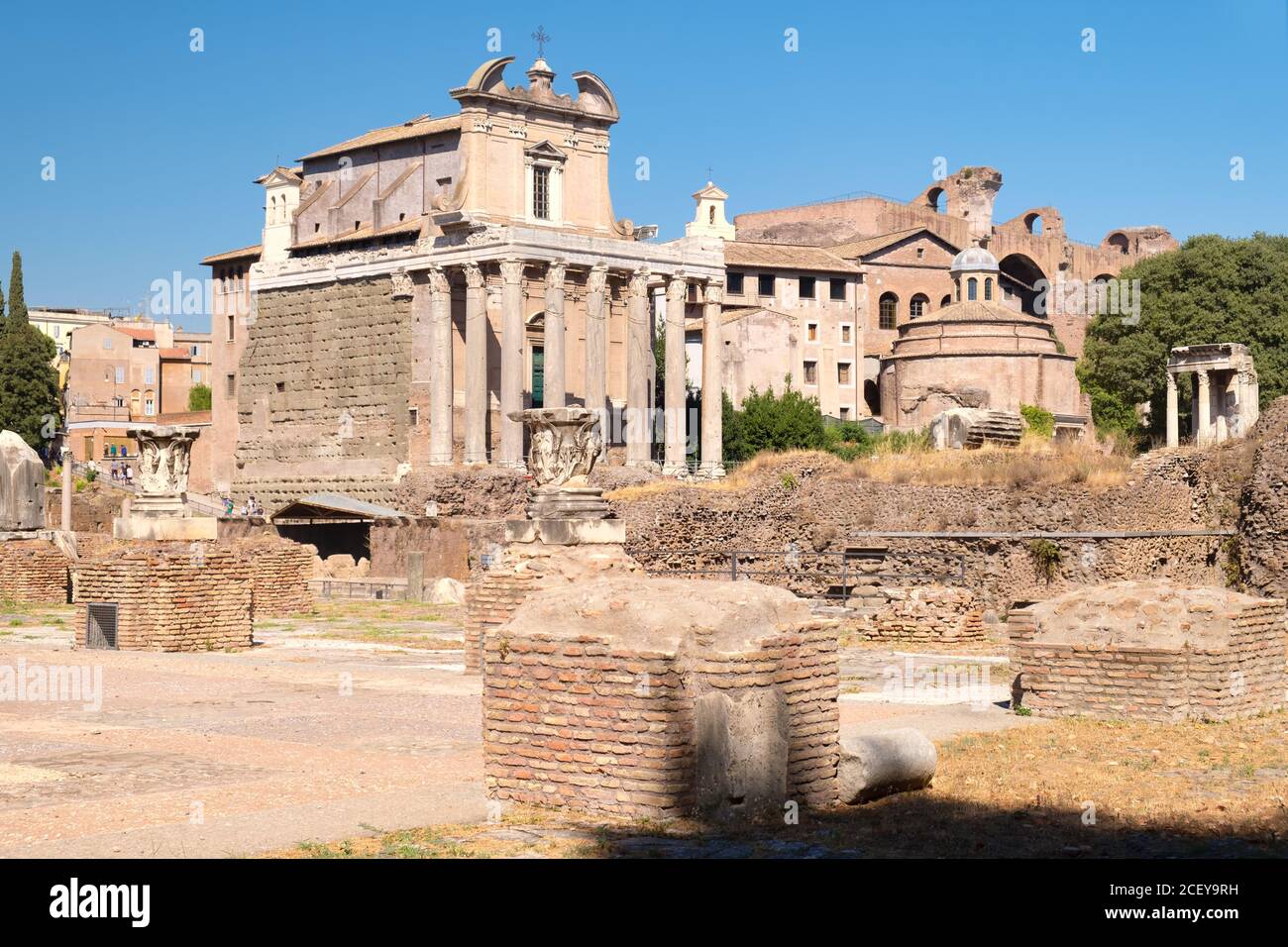 Rovine dell'antico Foro Romano nel centro di Roma Foto Stock