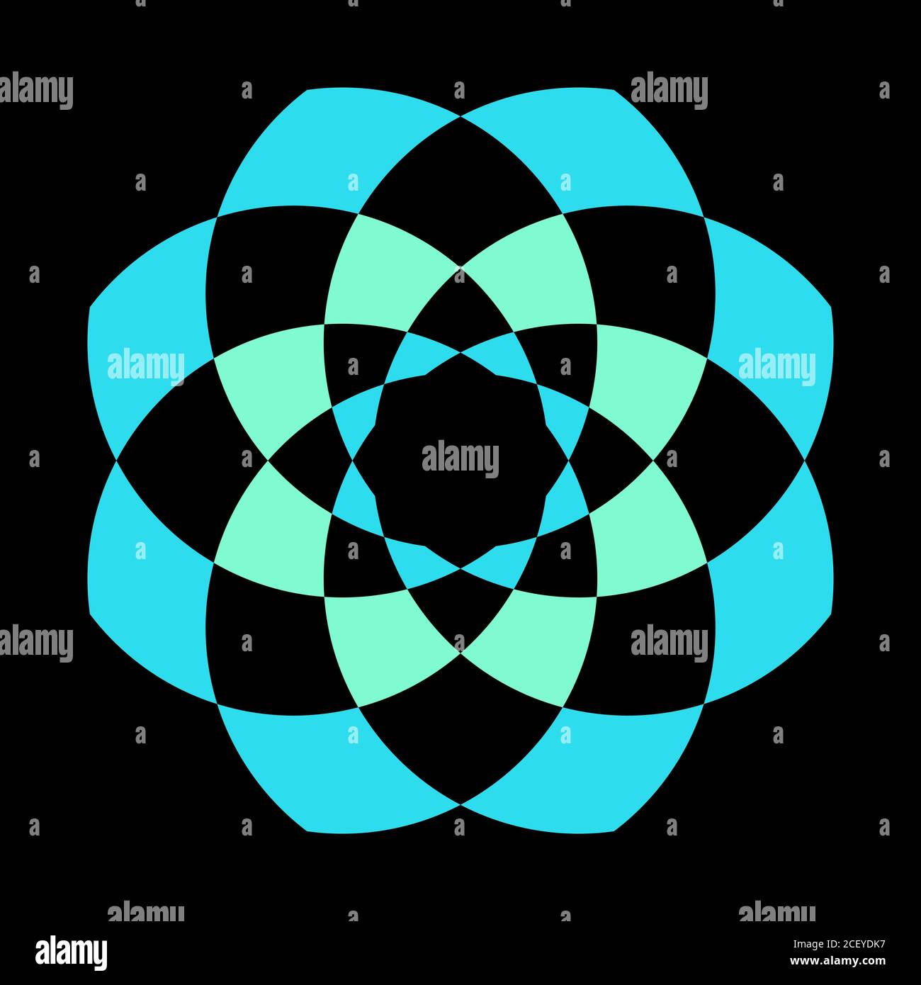 Mandala astratto; simbolo della geometria sacra; loto. Ripetizione geometrica simmetrica. Illustrazione dei colori vettoriali. Illustrazione Vettoriale