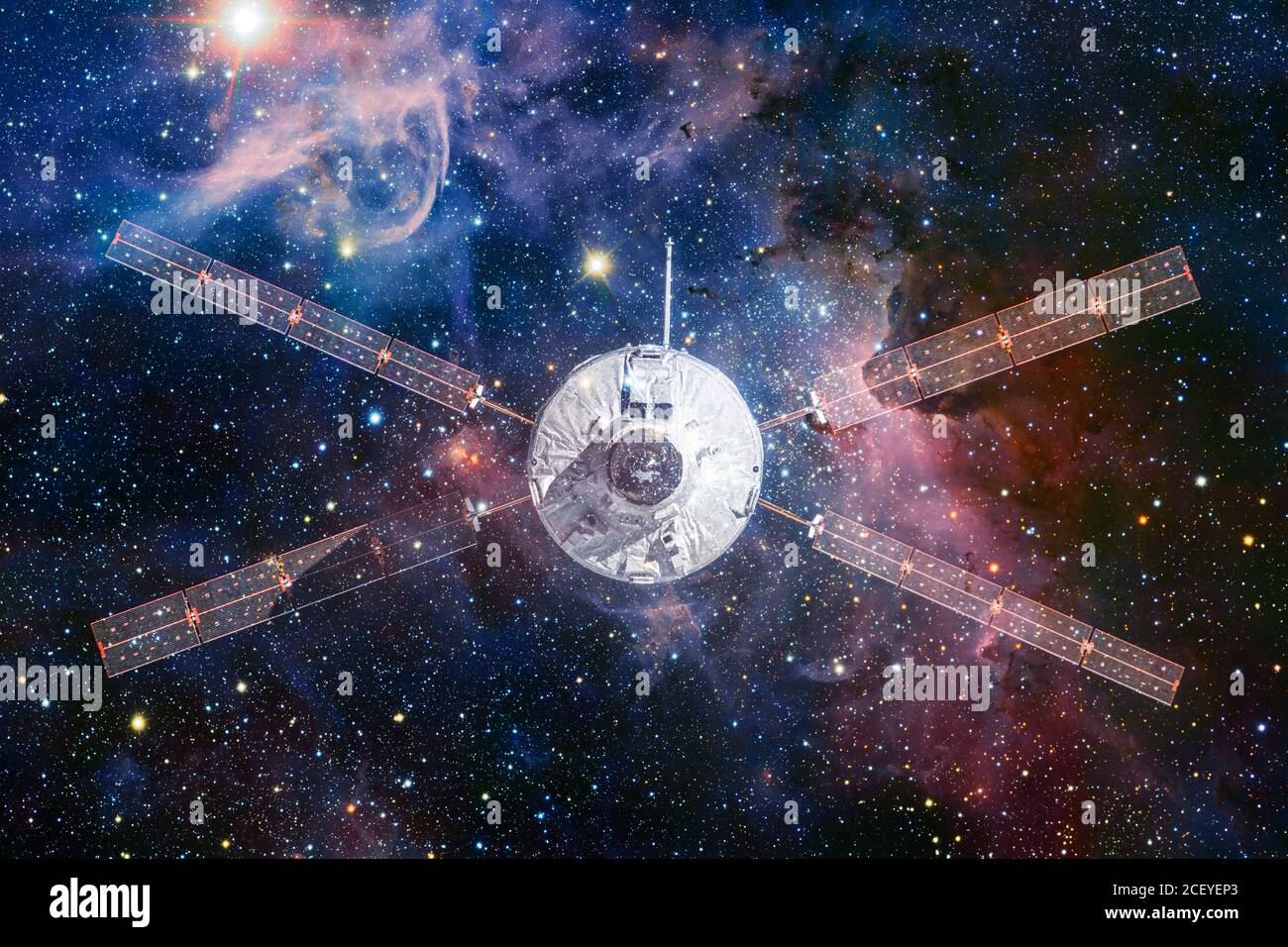 Lancio di veicoli spaziali nello spazio. Elementi di questa immagine forniti dalla NASA Foto Stock