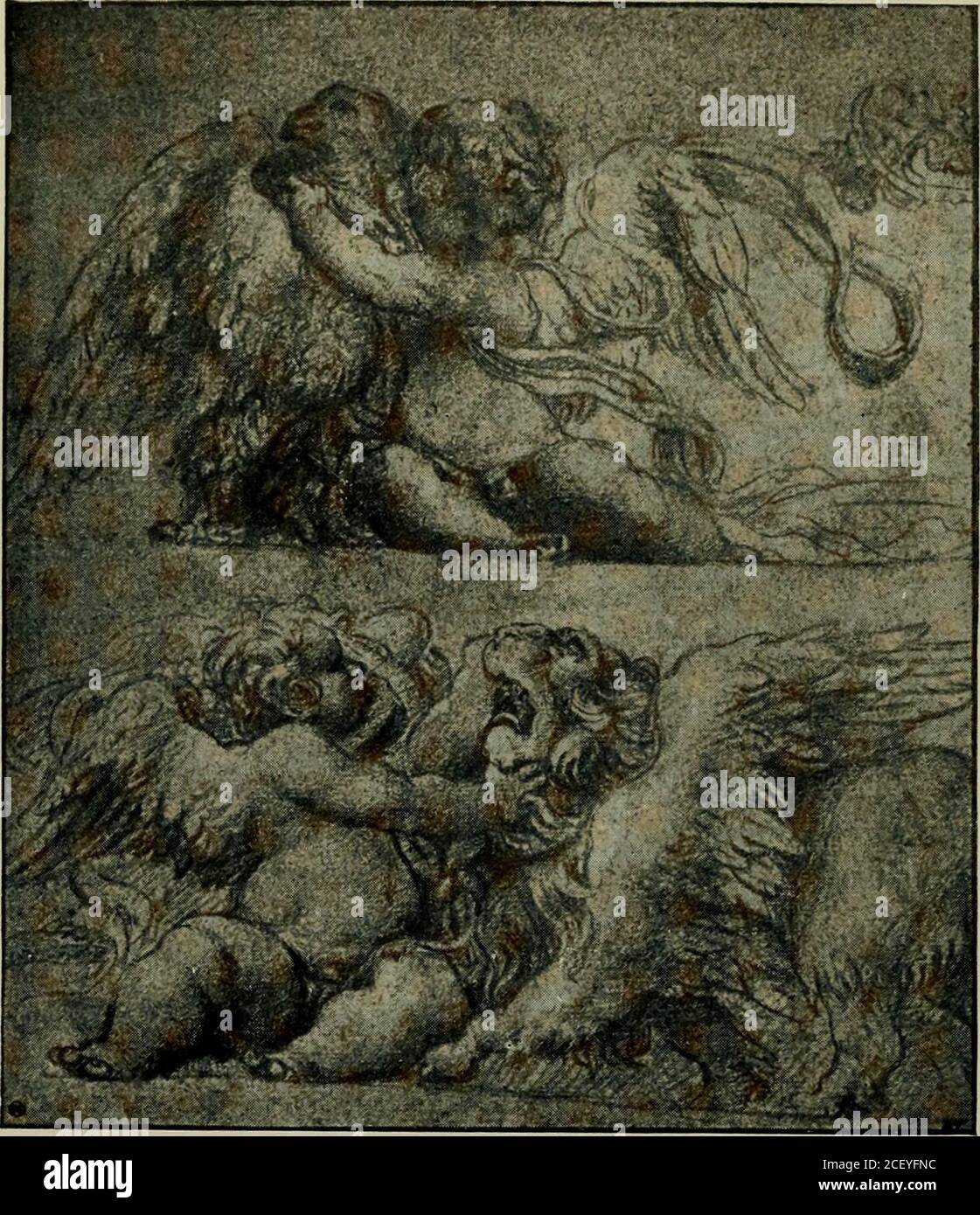 . Antonio Allegri da Correggio, la sua vita, i suoi amici, il suo tempo, si allise nei tepionieri del cristianesimo. I toni morbidi dei garofani, così vividi che il sangue sembra circolare sotto l'epidermide dipinta, lo sguardo alto dei santi premurosi, gli occhi vivaci e i volti sorridenti dei vivacioustutti, il movimento dell'aria che soffoca le loro lucciature, i lunghi 2o6 capelli DI ANTONIO da CORREGGIO, Le barbe, e le mantelle degli Apostoli, si uniscono per accendere il fuoco della vita in questa visione miracolosa. Il pieno godimento delle sue bellezze è stato riservato ai nostri proprietari. Per l'ultima t Foto Stock