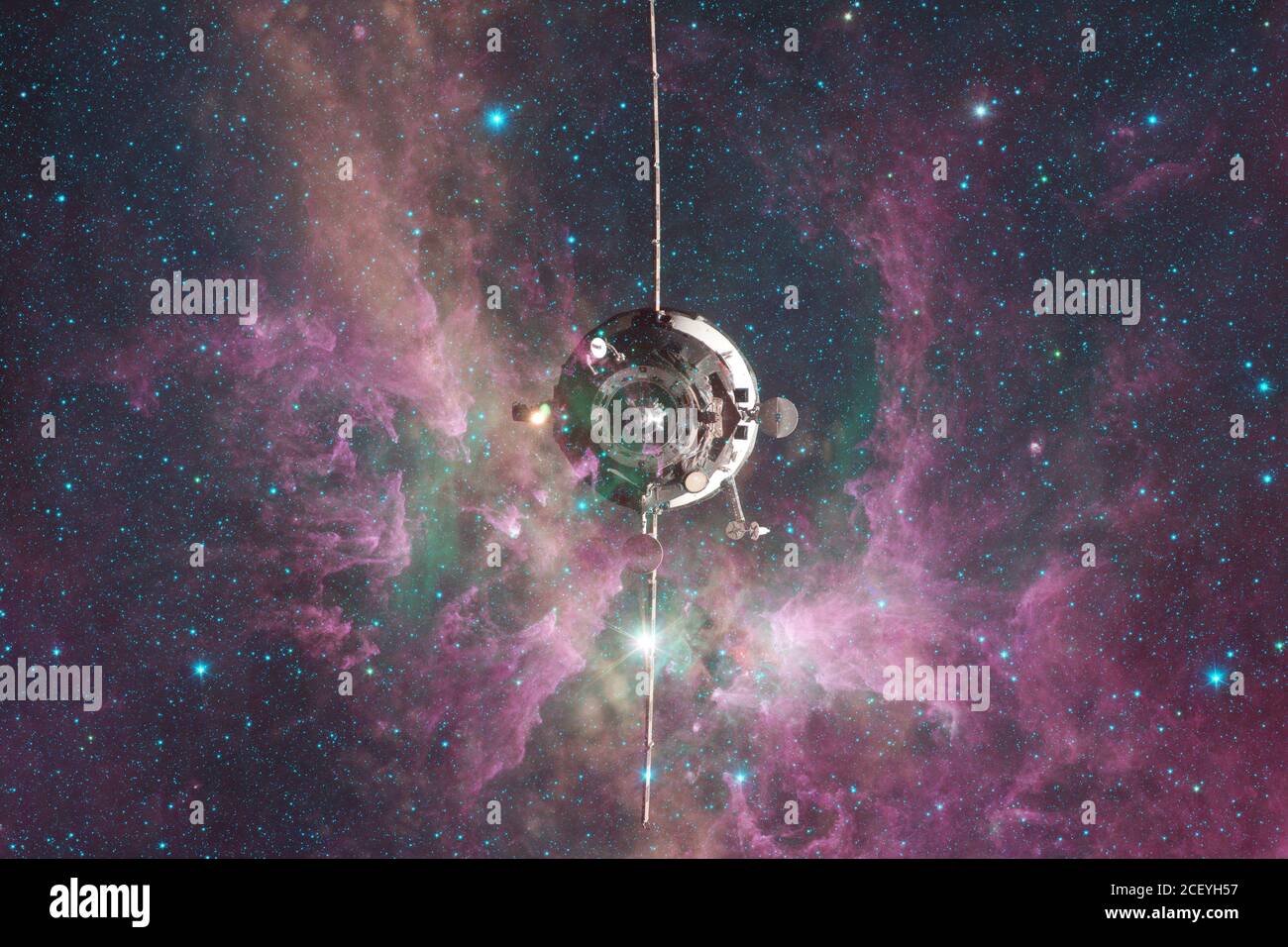 Lancio di veicoli spaziali nello spazio. Elementi di questa immagine forniti dalla NASA Foto Stock