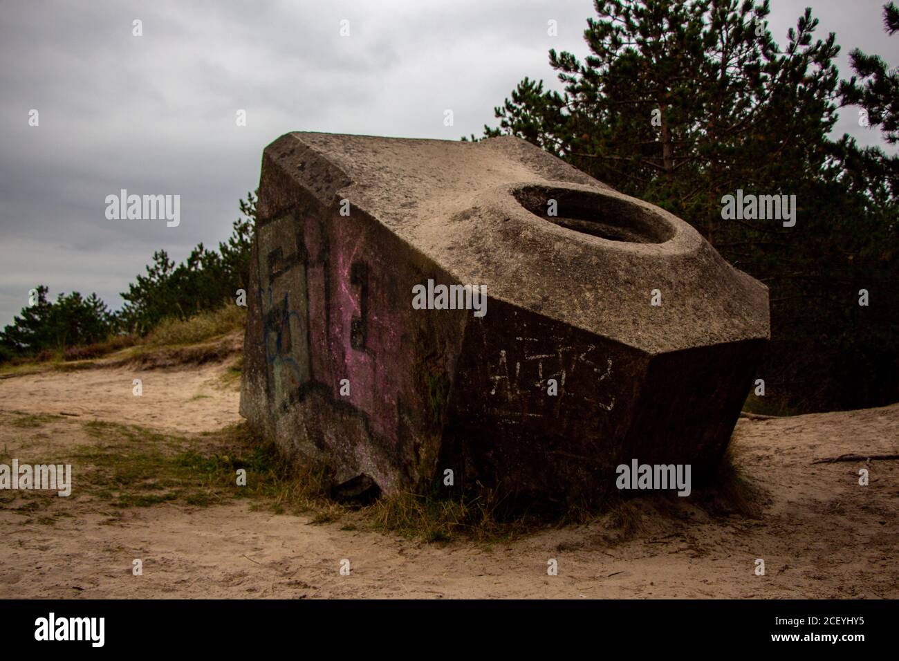 Bunker della guerra mondiale sull'isola danese Romo, Danimarca Foto Stock